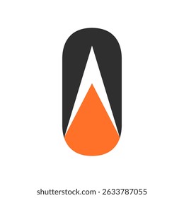 white triangular shape pointing upwards in negative space between the orange and black color. It suggests upward movement, contrast, outdoor brand and or a brand with a strong visual presence