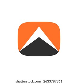 white triangular shape pointing upwards in negative space between the orange and black color. It suggests upward movement, contrast, outdoor brand and or a brand with a strong visual presence