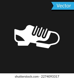 White Triathlon cycling shoes icon isolated on black background. Sport shoes, bicycle shoes.  Vector