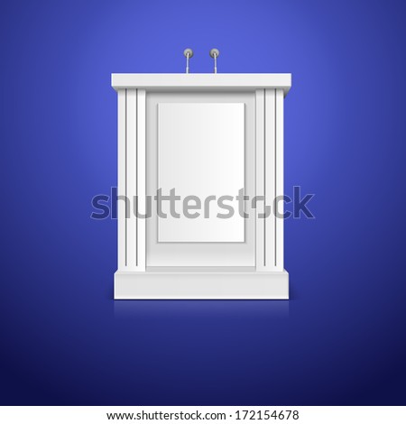 White tribune with microphone vector illustration