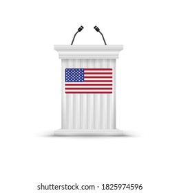 White Tribune For Political Debate. 2020 United States Presidential Election. Vector Illustration.