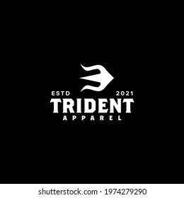 white trident logo design vector template