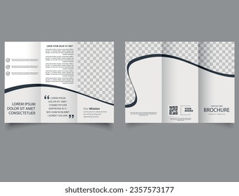 Folleto de tríplio blanco con línea curva. Creativo. Folleto trifásico comercial