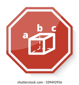 White Trigonometry icon on red stop sign web app