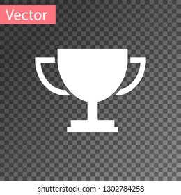 White Trophy cup icon isolated on transparent background. Award symbol. Champion cup icon. Vector Illustration