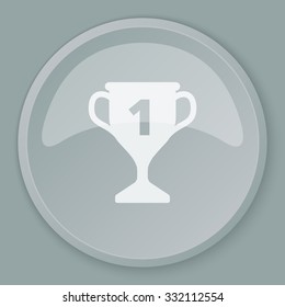 White Trophy icon on grey web button