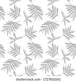 White Tropical Leaf botanical seamless pattern background suitable for fashion prints, graphics, backgrounds and crafts