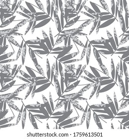 White Tropical Leaf botanical seamless pattern background suitable for fashion prints, graphics, backgrounds and crafts