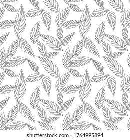 Fondo de patrón inoxidable de la hoja tropical blanca adecuado para impresiones de moda, gráficos, fondos y artesanías