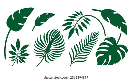 White Tropical Leaf Patterns on Green