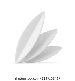 White tropical leaves fan elegant Easter decor element festive design 3d icon realistic vector illustration. Exotic foliage minimalist natural environment floral botanical ecology decorative form