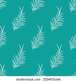 White tropical leaves on a green background. Exotic tropical botanic seamless pattern. Vector illustration