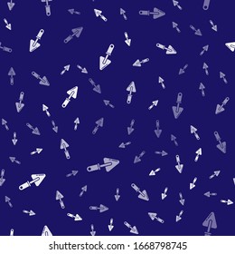White Trowel icon isolated seamless pattern on blue background.  Vector Illustration