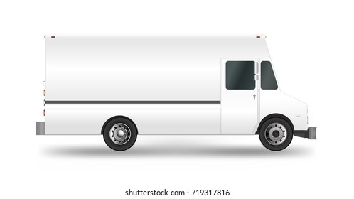 White truck. Cargo van Vector illustration EPS 10 isolated on white background. City commercial vehicle delivery