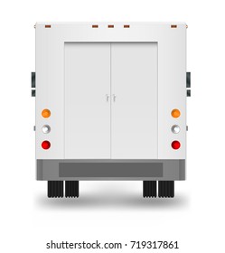 White truck. Cargo van Vector illustration EPS 10 isolated on white background. City commercial vehicle delivery