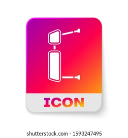 White Truck side mirror icon isolated on white background. Rectangle color button. Vector Illustration