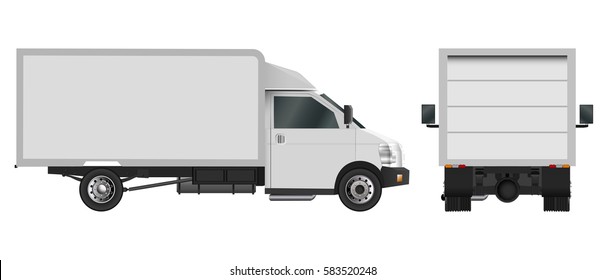 White truck template. Cargo van Vector illustration eps 10 isolated on white background. City commercial car delivery service