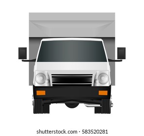 White truck template. Cargo van Vector illustration eps 10 isolated on white background. City commercial car delivery service