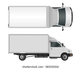 White truck template. Cargo van Vector illustration eps 10 isolated on white background. City commercial car delivery service