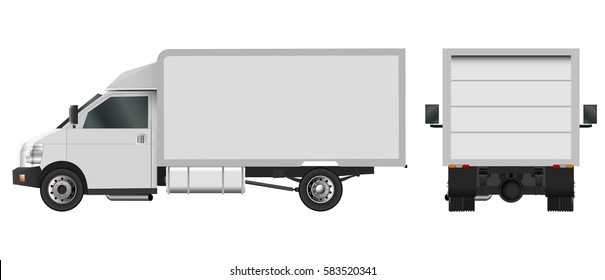 White truck template. Cargo van Vector illustration eps 10 isolated on white background. City commercial car delivery service