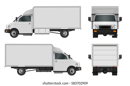 White truck template. Cargo van Vector illustration eps 10 isolated on white background. City commercial car delivery service