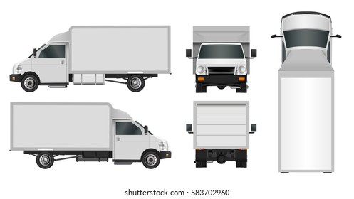 White truck template. Cargo van Vector illustration eps 10 isolated on white background. City commercial car delivery service