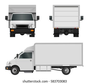 White truck template. Cargo van Vector illustration eps 10 isolated on white background. City commercial car delivery service