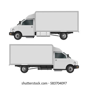 White truck template. Cargo van Vector illustration eps 10 isolated on white background. City commercial car delivery service