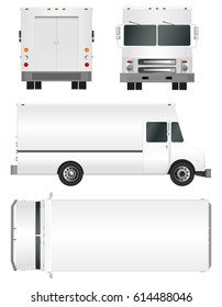 White truck template. Cargo van Vector illustration EPS 10 isolated on white background. City commercial vehicle delivery