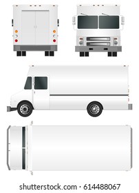 White truck template. Cargo van Vector illustration EPS 10 isolated on white background. City commercial vehicle delivery