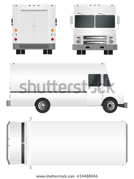 White\
truck template. Cargo van Vector illustration EPS 10 isolated on\
white background. City commercial vehicle\
delivery