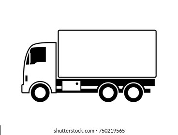 White truck vector icon on white background