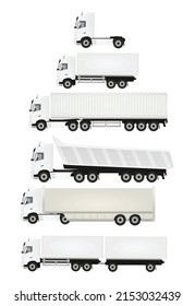 White trucks set. vector illustration