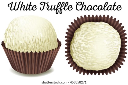 White truffle chocolate in brown cup illustration