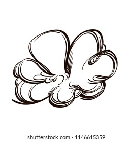 White truffle, delicacy mushroom. Outline vector illustration isolated on white background.
