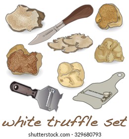 White truffle set isolated white background