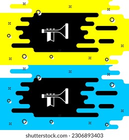 White Trumpet icon isolated on black background. Musical instrument.  Vector