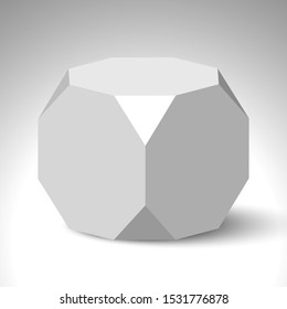 White truncated cube. Polyhedron. Vector illustration.