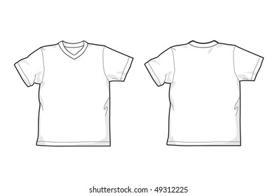 White T-shirt - back and front, V-neck