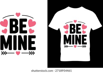 T-shirt branca com texto preto arrojado e corações cor-de-rosa para o tema romântico do Dia dos Namorados.
