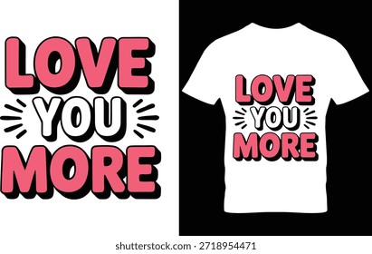 Camiseta blanca con el diseño atrevido del texto del amor, tipografía retro, aislado en negro