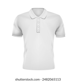 White T-shirt with a collar and buttons. Vector illustration