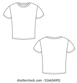 White t-shirt design template. Front and back sides