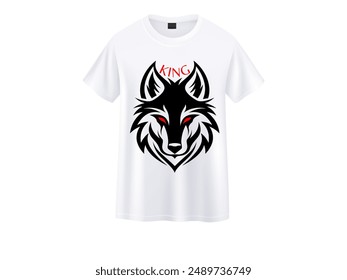 Diseño de camiseta blanca, cabeza de lobo.