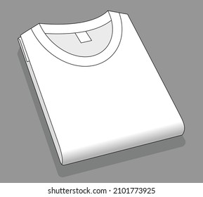White T-Shirt Folded on Gray Background, Vector File