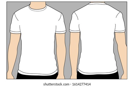 white t-shirt front to back for template or mockup