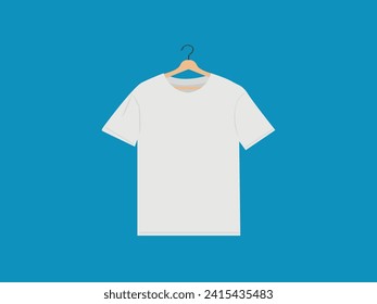 white t-shirt hanging wooden clothes vector