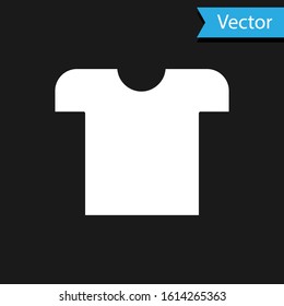 White T-shirt icon isolated on black background.  Vector Illustration