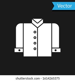 White T-shirt icon isolated on black background.  Vector Illustration