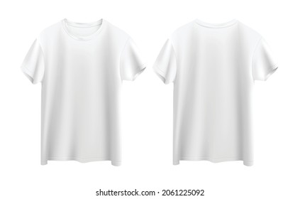 white t-shirt isolated on white background front and back view vector mock up